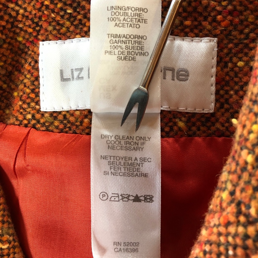 LIZ CLAIBORNE Vintage Wool Blend Suede Trim Cropped Jacket (S) - Picture 7 of 17